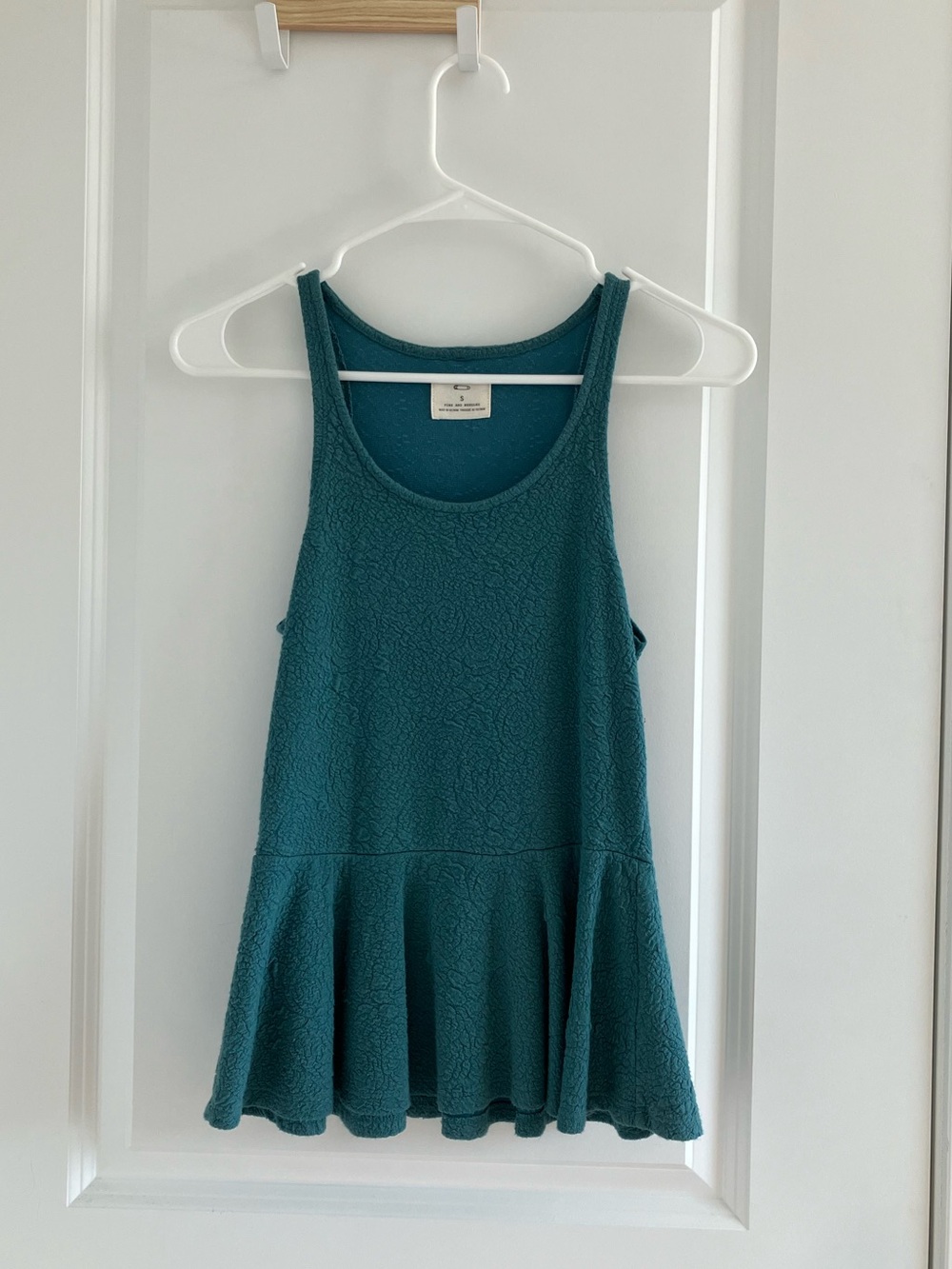 Urban Outfitters Teal Textured Peplum Tank